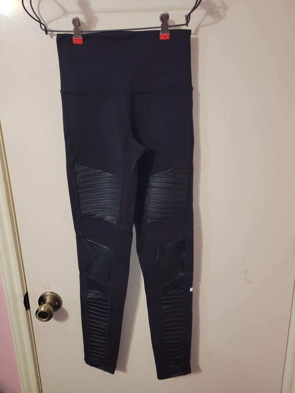 ALO Yoga Black Moto Ribbed High-Rise Leggings